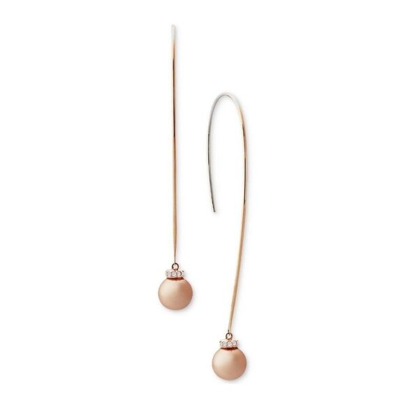 New! MICHAEL KORS Women's Rose Goldtone Drop Earrings With Box - Picture 1 of 8